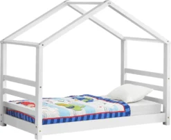 Kinderbett Mit Lattenrost Hausbett Weiß 80x160 Cm Bettenhaus Bett Jugendbett [en.casa]