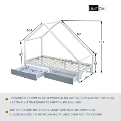 Merax Kinderbett 90x200 Cm Hausbett Mit 2 Herausnehmbaren Schubladen, Stabiles Podestbett Jugendbett Spielbett Aus Kiefer, Weiß -Kinderbett Geschäft 764b3786b7d35df06b5a5490a07e61af