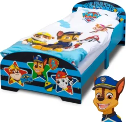 PAW Patrol Bett 70 X 140 Cm | Kinderbett Für Jungen Und Mädchen Ab 2 Jahren | Kinder Bett Mit Rausfallschutz & Lattenrost | Kinderzimmermöbel Mit Coolem Design -Kinderbett Geschäft 783817a02a01d1a04fa04d1766f08b31