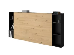 Bettkopfteil Mit Stauraum - L. 160 Cm - Naturfarben & Schwarz - FERDI