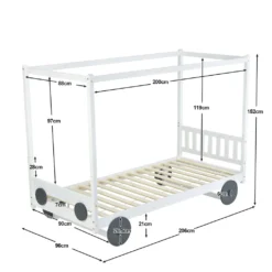 Merax Kinderbett 90x200cm Autobett Mit Lattenrost Und Rädern, Abnehmbarer Rahmen, Rahmen Aus Kiefer, Einzelbett Jungenbett Babybett Für Mädchen Und Jungen, Weiß -Kinderbett Geschäft 7885d0dc8117257a5e87e45e051bc615