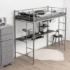 COSTWAY Hochbett Mit Schreibtisch, Etagenbett Mit 2 Leitern, Stockbett Aus Metall, Bettrahmen Für Teenager Und Erwachsene (Silber) -Kinderbett Geschäft 79a0208f7e0332f82ee03d607f7308e2