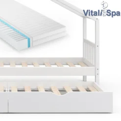 VitaliSpa Kinderbett + Bettschublade + Matratze Design Weiß 208 X 146 X 97 Cm Massivholz -Kinderbett Geschäft 7af670a57532bca7c03c21e09d31e288