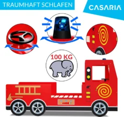 Kinder Bett Feuerwehr Optik Liegefläche 200x90 Cm Holzbett Inkl. Lattenrost Autobett 3D Räder Sirene Lenkrad -Kinderbett Geschäft 7d2bb3908ce5cd26b59a24a15231e47a
