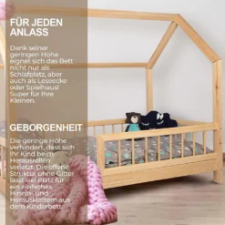 NEW Hausebett Lena-200x140- Kieferholz Kinderbett Mit Rausfallschutz -mit Rundstäben. -Kinderbett Geschäft 7d8b32b83b45b57b73f8788c97b10869