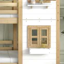 Merax Etagenbett 90x200cm Kinderbett Mit Leiter, Fallschutz Und Lattenrost, Hochbett Stockbett Kiefer Holzbett Hausbett Mit Dach Und Fenster, Weiß/Natur -Kinderbett Geschäft 81336318f6d667ae2645320cf47d8135