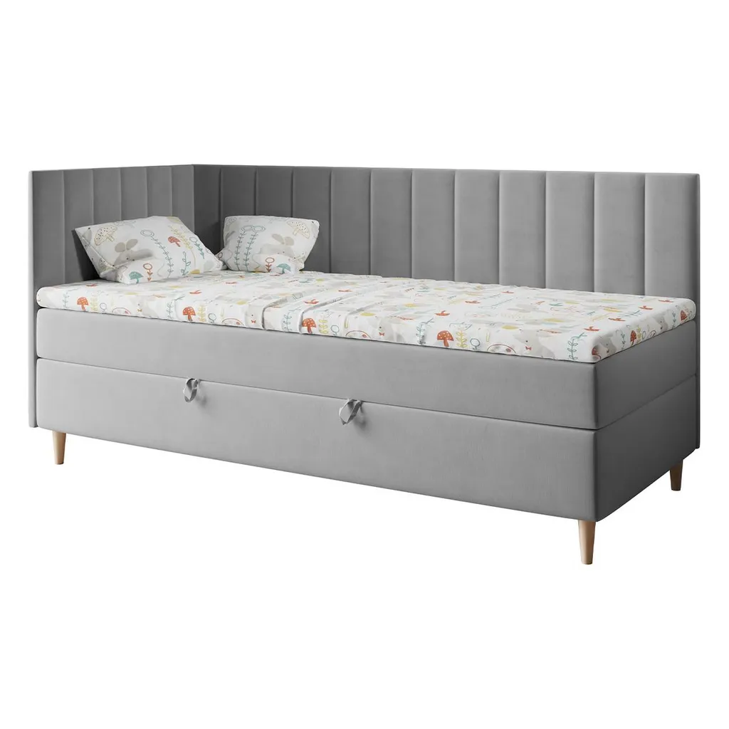 Bett Maja 3 Kinderbett Boxspringbett - Jugendbett Einzelbett Links - Grau 90 X 200 Cm 3 Bett Maja 3 Kinderbett Boxspringbett - Jugendbett Einzelbett Links - Grau 90 X 200 Cm