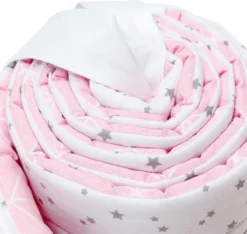 Bellochi Kantenschutz Baby Babybett Umrandungen Nestchen Kopfschutz Gitterbett Umrandung 180x30 Cm - 100% Baumwolle - Für Kinderbett Mit Rausfallschutz Baby Beistellbett 120x60 Cm - Rosa Und Weiß - Aurora -Kinderbett Geschäft 84a90c97e32558ea26bfdc465a5278db