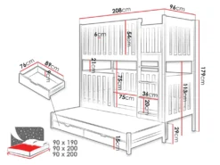 Mirjan24 Etagenbett Okawango, Bett Mit Bettschubladen, Hochbett, Jugendzimmer, Jugendbett (Farbe: Weiß, Größe: 90x200) -Kinderbett Geschäft 86341f039033cf0fd49342acf6906de8