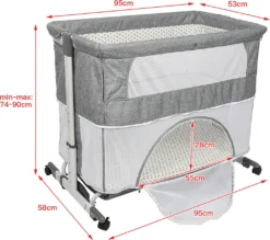 WYCTIN Beistellbett Mit Matratze Babybett Babywiege Reisebett Faltbar Stubenwagen Höhenverstellbar Mit Rollen Moskitonetz -Kinderbett Geschäft 886345cfe447a5db3c373f78683ad383