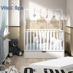 VitaliSpa Babybett Lizy + Schublade Weiß 120x60 Cm Massivholz -Kinderbett Geschäft 8865455ac3953a09de5284afdb2a2919