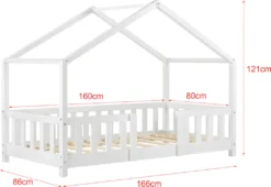 Kinderbett Treviolo Mit Rausfallschutz 80x160cm Hausbett Mit Lattenrost Und Gitter Bettenhaus Aus Holz Spielbett Weiß -Kinderbett Geschäft 89196b1935cd0ed93d47d2ce2450d5cb