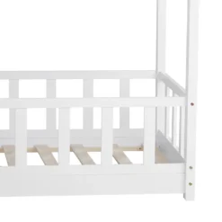 Homestyle4u 2048, Kinderbett Weiß Hausbett Mit Rausfallschutz 80x160 Cm Bodenbett Montessori Bett Bettenhaus Lattenrost -Kinderbett Geschäft 89894ef59792081cc5dc416feb2d4636