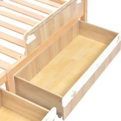Merax Kinderbett 90x200 Cm Kieferholzbett Mit Schubladen Und Lattenrost, Hausbett Mit Dach Und Wolken- Und Sternanhänger, Massivholz Kinderhaus Für Jungen & Mädchen, Natur -Kinderbett Geschäft 8ab00e9dba29685ada213a31904a02ab