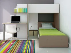 Hochbett 2x 90 X 190 Cm Mit Schreibtisch + Bettboden - Weiß, Naturfarben & Braun - SAMUEL -Kinderbett Geschäft 8b1f97f4b0d510cc48c4ffbff59ac7e2