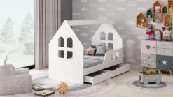 Sämann® Babybett Hausbett 70 X 140 Cm Mit Schublade, Fenster Weiß