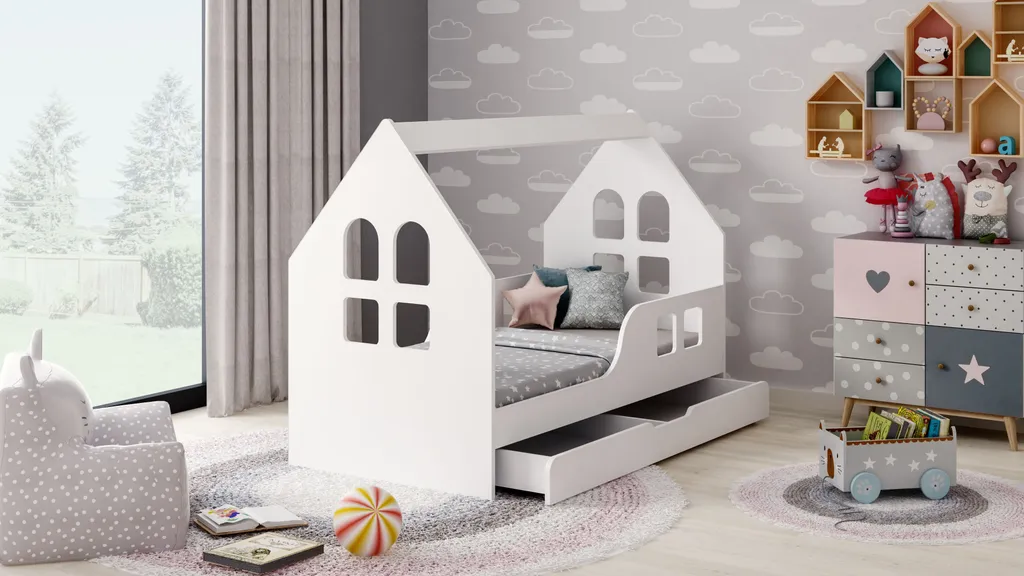 Sämann® Babybett Hausbett 70 X 140 Cm Mit Schublade, Fenster Weiß 3 Sämann® Babybett Hausbett 70 X 140 Cm Mit Schublade, Fenster Weiß