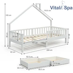 VitaliSpa Kinderbett + Schubladen+ Matratze Noemi Weiß 93 X 208 X 155 Cm Massivholz -Kinderbett Geschäft 8e50a85296421cf0186c8652a1a963b1