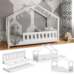 VITALISPA Rausfallschutz Für Kinderbett Bettschutzgitter Bettgitter 120cm Holz