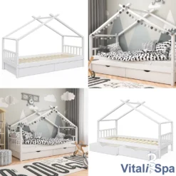 VitaliSpa Kinderbett + Schubladen Design Weiß 208 X 146 X 97 Cm Massivholz -Kinderbett Geschäft 8fe2373fce246b752ee3fc605ba9114e