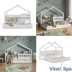 VitaliSpa Kinderbett + Bettschublade Design Weiß 167,6 X 87,6 X 133,6 Cm Massivholz -Kinderbett Geschäft 90232f6ecdd7dc771a9c12ded1e3d1ed