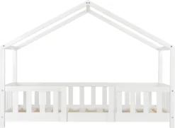 Kinderbett Treviolo Mit Rausfallschutz 80x160cm Hausbett Mit Lattenrost Und Gitter Bettenhaus Aus Holz Spielbett Weiß -Kinderbett Geschäft 9131d05fe002786a97355d73a45e899c