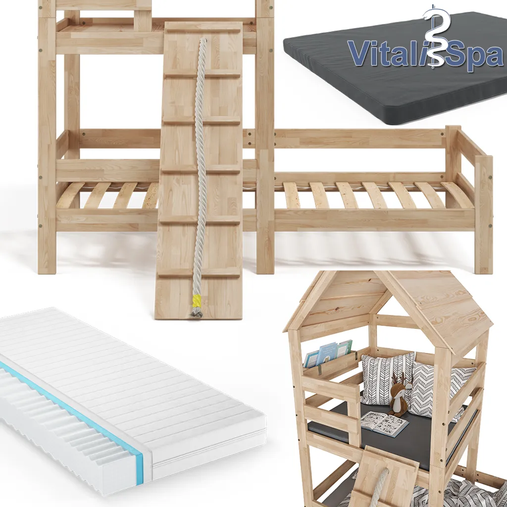 VitaliSpa Spielturmbett – Kinderbett Inkl. Matratze 90x200 Cm, Hochbett – Buche Massivholz 7 VitaliSpa Spielturmbett – Kinderbett Inkl. Matratze 90x200 Cm, Hochbett – Buche Massivholz – Bild 5