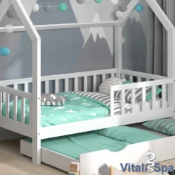 VitaliSpa Kinderbett Hausbett Gästebett Wiki Weiß 80x160cm Schublade Lattenrost -Kinderbett Geschäft 94303bdb41766cde172f1b7f3fcd54b8