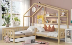 Merax Kinderbett 90x200cm/140x70cm Hausbett Mit Schubladen Und Regalen, Zaun Und Lattenrost, Spielbett Kinderhaus Aus Kiefernholz Für Zwei Kinder, Natur 31 Merax Kinderbett 90x200cm/140x70cm Hausbett Mit Schubladen Und Regalen, Zaun Und Lattenrost, Spielbett Kinderhaus Aus Kiefernholz Für Zwei Kinder, Natur -Kinderbett Geschäft 94322940d95c99cb2d359049c3e8918f