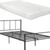 [en.casa] Metallbett 120x200 Cm Mit Matratze Aus Kaltschaum Jugendbett Schwarz Stahlbett Mit Kaltschaummatratze Standard 100 Gästebett Mit Lattenrost Matratze Und Kopfteil -Kinderbett Geschäft 94ee3bb1e811d7042342bd6a19e9be01