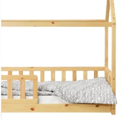 Juskys Kinderbett Marli 80 X 160 Cm Mit Rausfallschutz, Lattenrost Und Dach - Hausbett Für Kinder Aus Massivholz - Bett In Natur -Kinderbett Geschäft 955c01f991806c452792f3345ec0922f