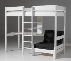 Vipack Hochbett Pino Mit Schreibplatte Und Sesselbett - Kiefer Massiv Weiß Lackiert, Maße: 208 Cm X 175 Cm X 206 Cm; PIOLZB14 -Kinderbett Geschäft 960f19d4876ba2ac983178c0f0a1ba7e