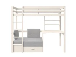 Hochbett Mit Schreibtisch, Schlafsofa & Stauraum - 90 X 200 Cm - Kiefer Massiv - Geweißt - GOLIATH II -Kinderbett Geschäft 96938a0b7f1155f29ed9d6ec44a4f5aa