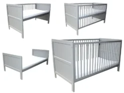 Kinderbett 3in1 Kinderbett / Beistellbett / Juniorbett Mit Matratze140x70cm Grau