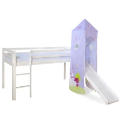 Homestyle4u 1557, Kinderbett 90x200 Weiß Lila, Hochbett Mit Rutsche Und Turm -Kinderbett Geschäft 97278ffc95ffccac2ca816a9dc253c61