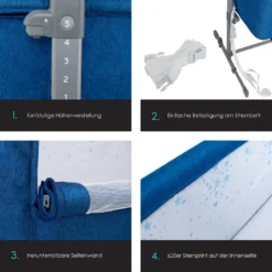 KESSER® Zustellbett Hubi 3in1 Baby Beistellbett Reisebett Babybett Mit Weich Matratze, Mit Rollen Kinderbett, 5-fach Höhenverstellung, Faltbare Seitenwand Für Zu Hause Und Unterwegs, Farbe:Blau -Kinderbett Geschäft 976c941e6b86240fd6f101ac09c5bc49