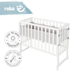 Roba Stuben- & Beistellbett 3in1 Weiß, ‚roba Style‘, Für Alle Elternbetthöhen, Inklusive Matratze, Nestchen Und Barriere -Kinderbett Geschäft 9832faadc7da5e5c5c130aeb6a8fd2e1