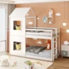 Merax Etagenbett 90x200 Cm Hochbett Mit Treppe Und Lattenrost, Dach Und Rausfallschutz, Kieferholzbett Kinderbett Für 2 Kinder, Weiß -Kinderbett Geschäft 98523f1de779dbeaa59dd6e291de4108