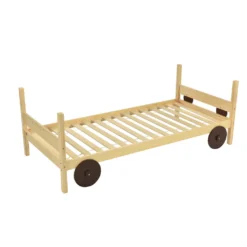 Merax Etagenbett 90x200cm Kinderbett Mit Rechtwinkliger Treppe Und Tafel, Zaun Und Rädern, Stockbett Rahmen Aus Kiefer, Teilbar Zu 2 Einzelbetten, Natur -Kinderbett Geschäft 98bbb04556326b5ad1ef9bb020c9000b