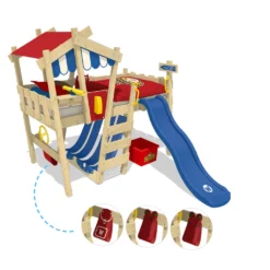 WICKEY Kinderbett Hochbett CrAzY Hutty Mit Rutsche Hausbett 90 X 200 Cm, Etagenbett - Blau -Kinderbett Geschäft 9afc8c7e57985e7e2f28c1dea9b45ab9