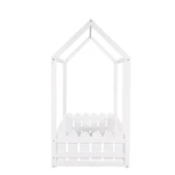 Merax Kinderbett 80x160cm Hausbett Mit Dach Und Zaun, Spielbett Einzelbett Aus Massivem Kiefernholz, Weiß -Kinderbett Geschäft 9eb1c36fb1d51082fbb8287069d82988
