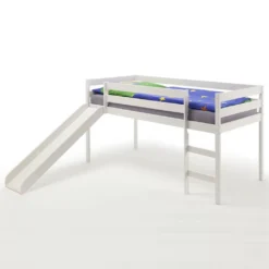 Hochbett Mit Rutsche Bett Mit Rutsche BENN Kiefer Massiv In Weiss Lackiert 90 X 200 Cm (B X L) -Kinderbett Geschäft 9f57fe04aef52a66b715e5dc64fb0740