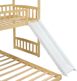 Merax Etagenbett 90x200cm Kinderbett Mit Rutsche, Treppe Mit Stauraum, Fallschutz Und Handlauf, Hausbett Aus Massivholz In Natur Und Weiß, 2 Einzelbetten Stockbett Für Kinderzimmer -Kinderbett Geschäft a1cfe95d59f104786af14e29534ae330