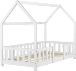 Kinderbett Sisimiut 70x140 Cm Hausbett Mit Rausfallschutz Bettenhaus Mit Lattenrost Kiefernholz Weiß -Kinderbett Geschäft a26c9ddfdef5aea5d42126244086a033