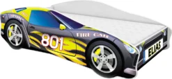 ACMA Jugendbett Kinderbett Auto-Bett Junior Cars Bett Komplett-Set Mit Matratze, Lattenrost Und Rausfallschutz 160x80 Cm - CAR-6 + NAME -Kinderbett Geschäft a484e44150cc2a03f98fe0320aec9e9a