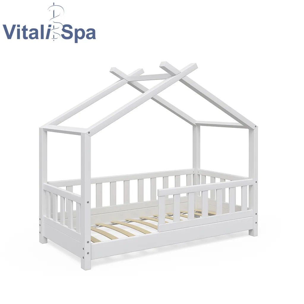 VitaliSpa Kinderbett Design Weiß 148 X 132 X 77 Cm Massivholz 4 VitaliSpa Kinderbett Design Weiß 148 X 132 X 77 Cm Massivholz – Bild 2