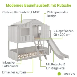 Juskys Kinderbett Baumhaus 90 X 200 Cm Mit Dach, Rutsche & Leiter – Etagenbett Weiß Für Kinder – 2x Lattenrost Bis 150 Kg – Hausbett Aus Massivholz 17 Juskys Kinderbett Baumhaus 90 X 200 Cm Mit Dach, Rutsche & Leiter – Etagenbett Weiß Für Kinder – 2x Lattenrost Bis 150 Kg – Hausbett Aus Massivholz -Kinderbett Geschäft a56171960ea1e477b51ed768b86f4e70
