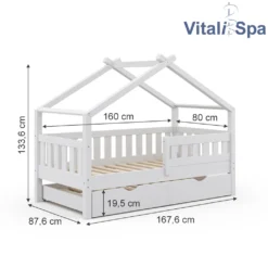 VitaliSpa Kinderbett + Bettschublade Design Weiß 167,6 X 87,6 X 133,6 Cm Massivholz -Kinderbett Geschäft a5bd2163a22b9f5ee8a375aa7618874d