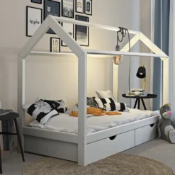 VitaliSpa Kinderbett Hausbett Weiß 90x200 Cm Schubladen Bett Holz Kinderhaus -Kinderbett Geschäft a6675188df2a11134ebb83f20b21bdf2
