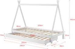 Kinderbett Mit Ausziehbett 90x200cm Tipi Indianer Bett Kojenbett Gästebett Weiß Hausbett Kinder Haus [en.casa] -Kinderbett Geschäft a6c29a0b0485e2605a245c421930f488